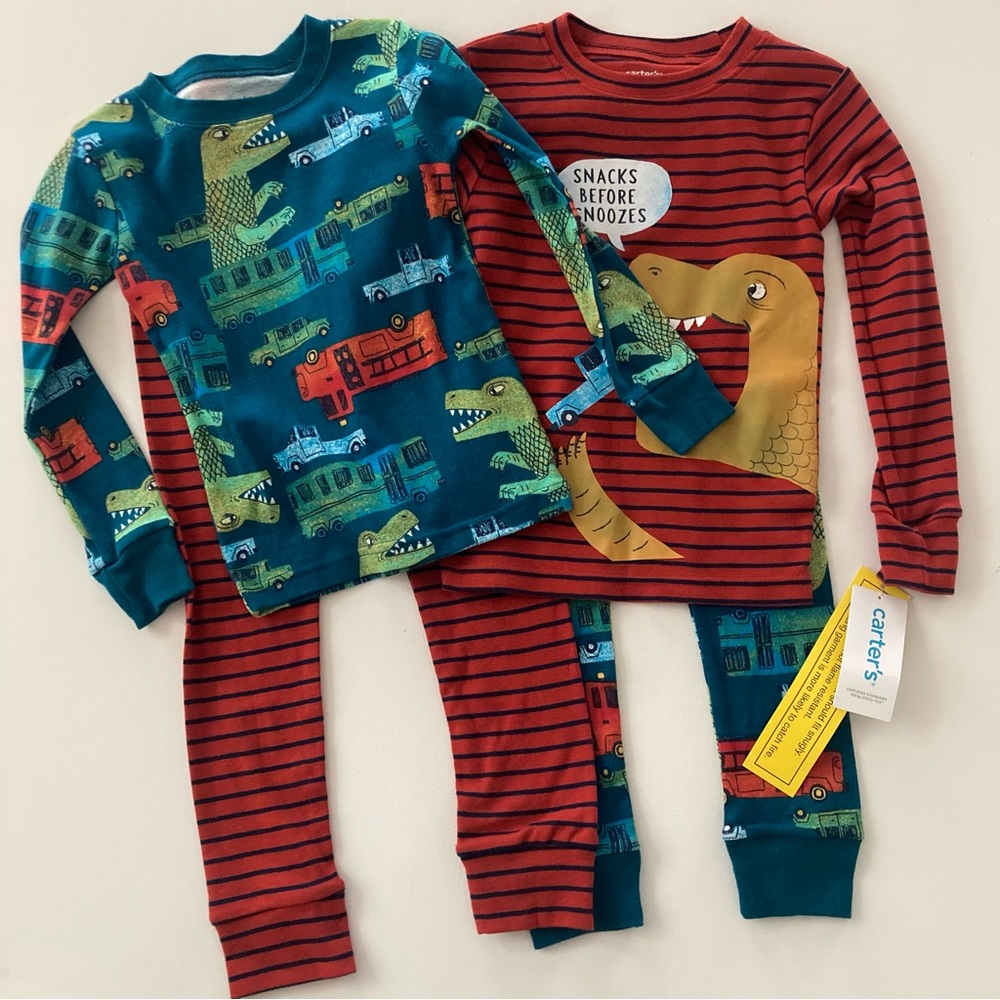 Carter’s Toddler Boy 4T Four Piece Cotton Pajama Set Dinosaurs